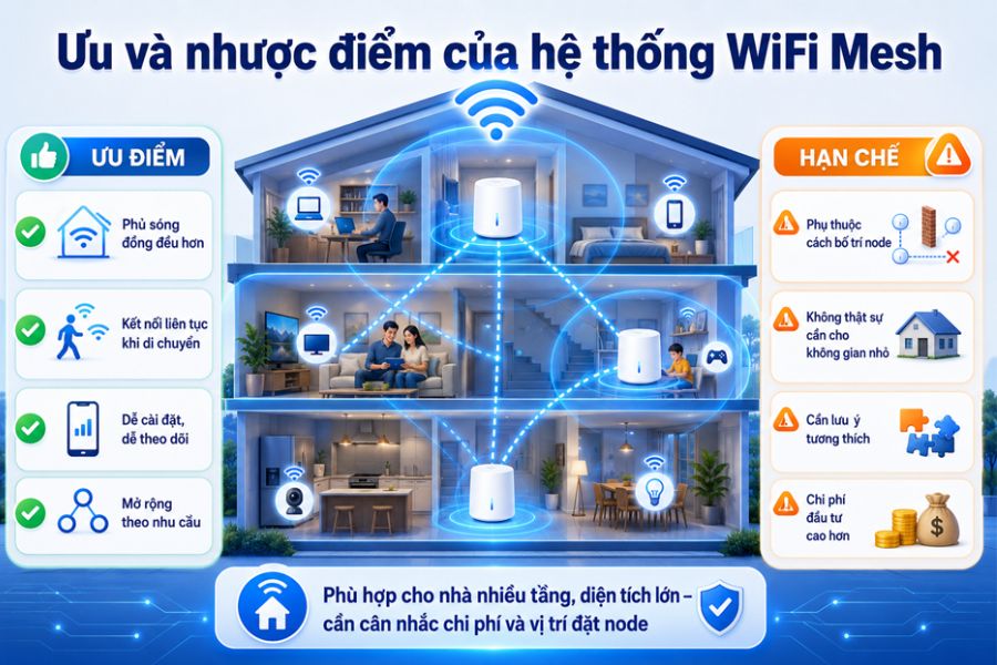 Ưu điểm và hạn chế wifi mesh