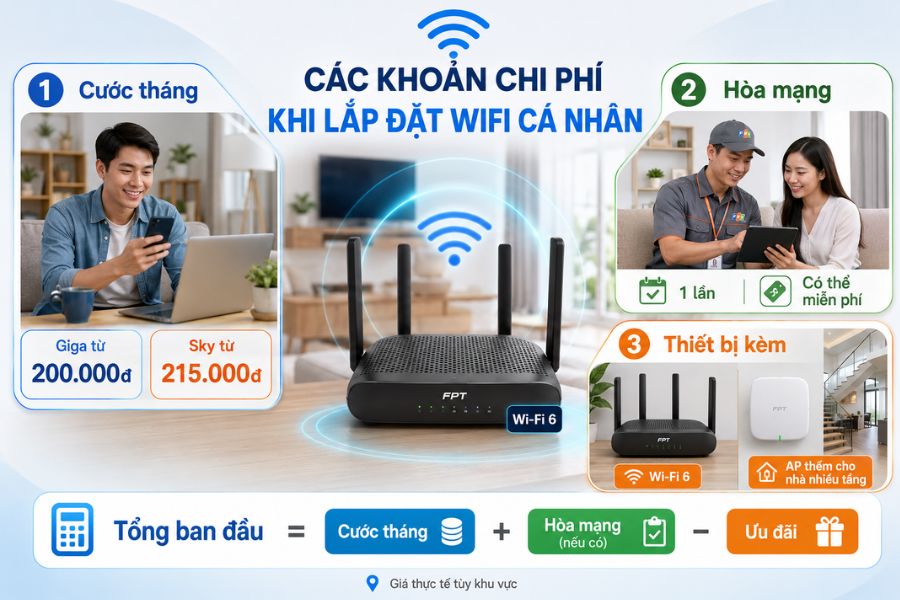 chi phí lắp wifi cá nhân gồm khoản nào