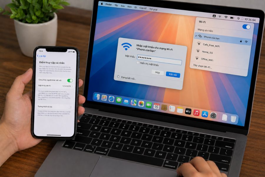 Chia sẻ kết nối internet từ iPhone sang máy tính