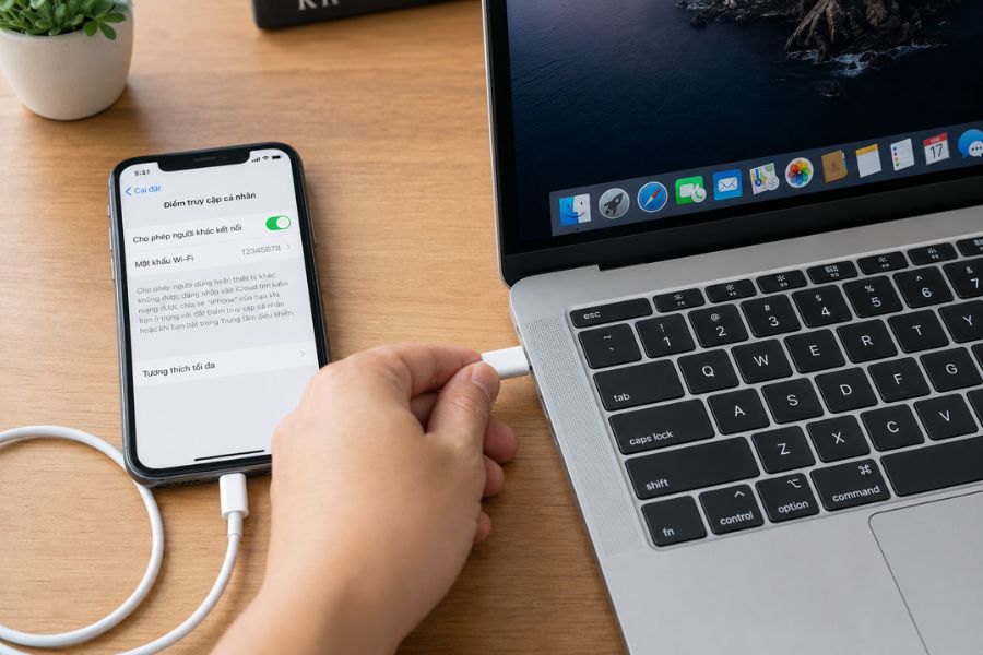 Chia sẻ kết nối internet từ iPhone sang máy tính
