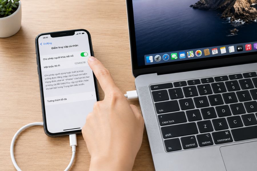 Chia sẻ kết nối internet từ iPhone sang máy tính