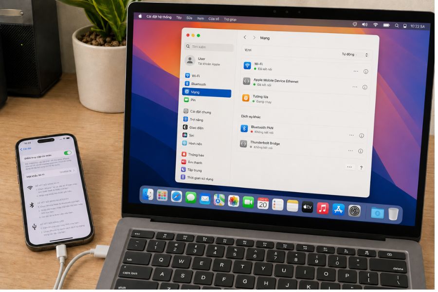 Chia sẻ kết nối internet từ iPhone sang máy tính