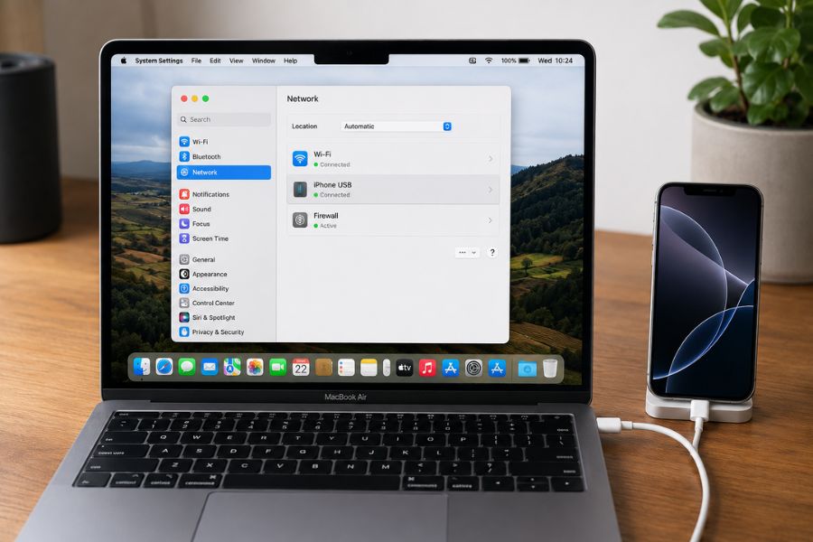 Chia sẻ kết nối internet từ iPhone sang máy tính