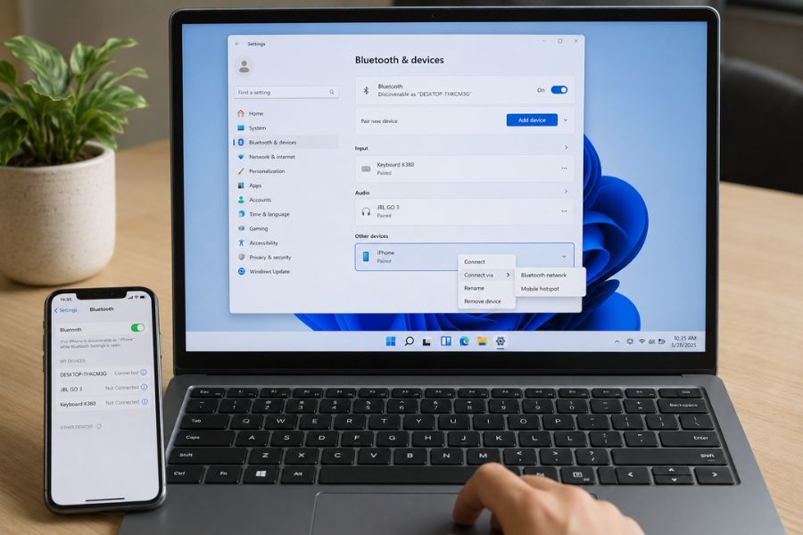 Chia sẻ kết nối internet từ iPhone sang máy tính