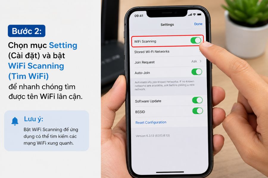 Kiểm tra băng tần bằng Wifi