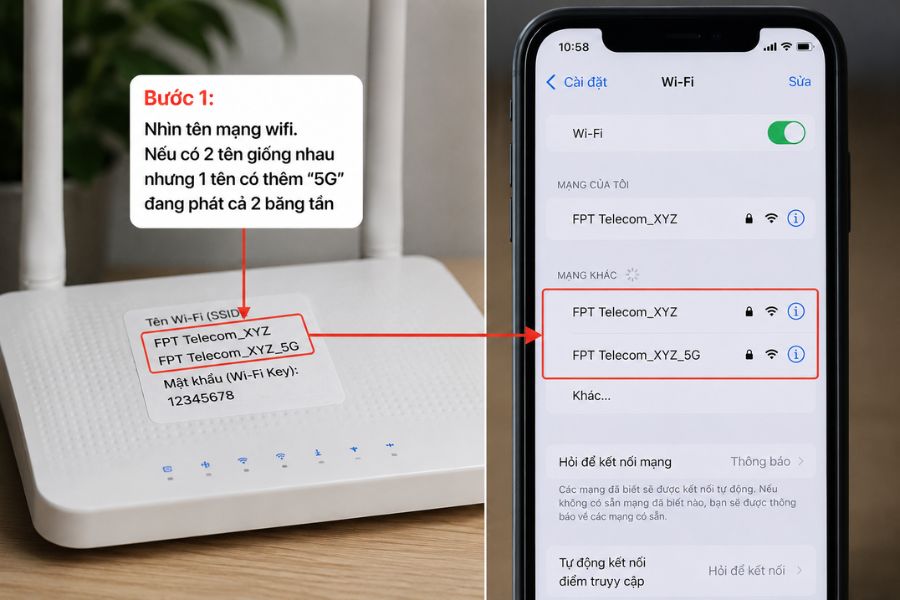 Kiểm tra băng tần Wifi