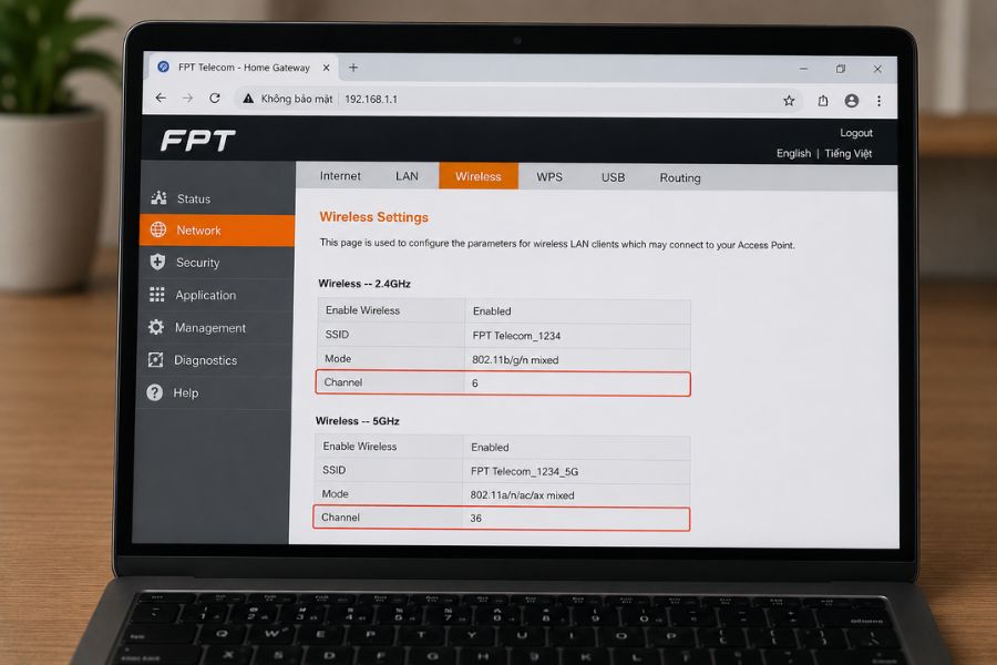 Kiểm tra băng tần Wifi