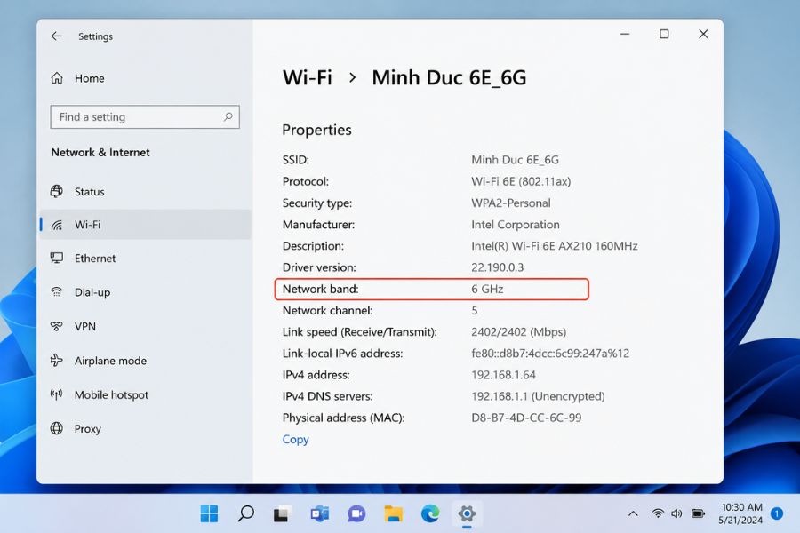 Kiểm tra băng tần Wifi