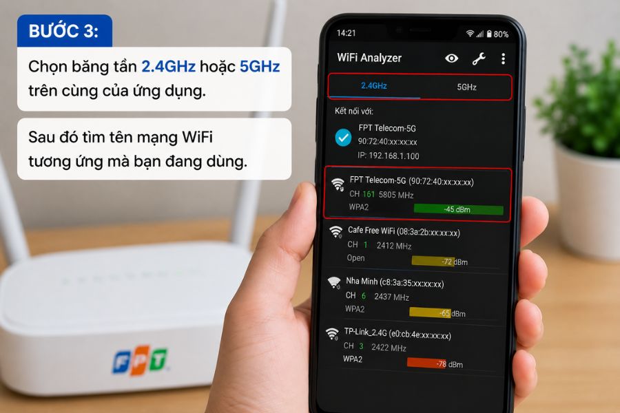Kiểm tra băng tần wifi