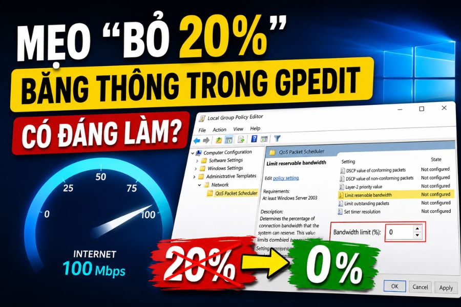 tăng tốc internet win 10