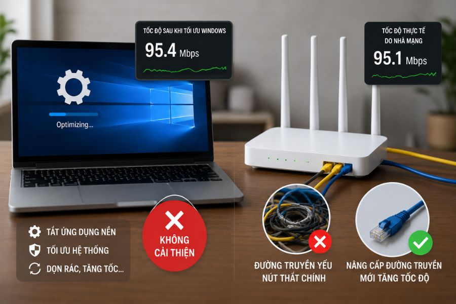 tăng tốc internet win 10