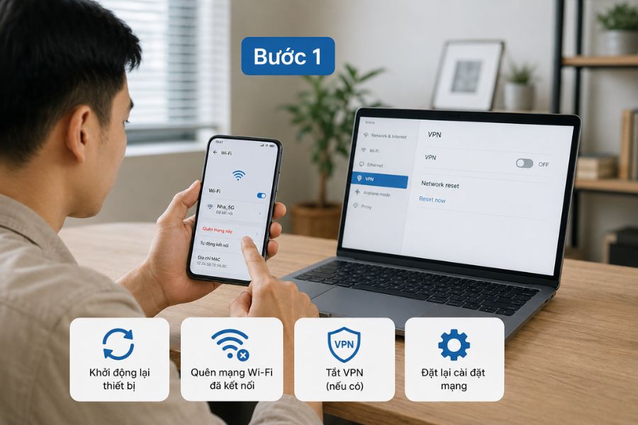 Wifi không có quyền truy cập internet