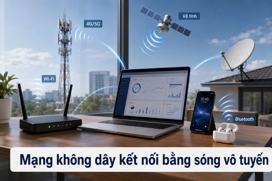 mạng không dây kết nối bằng gì
