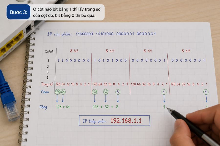 đổi ip nhị phân sang thập phân