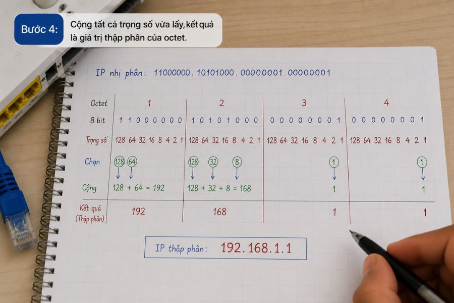 đổi ip nhị phân sang thập phân