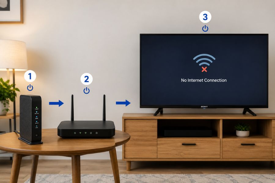 Tivi Sony không kết nối được internet