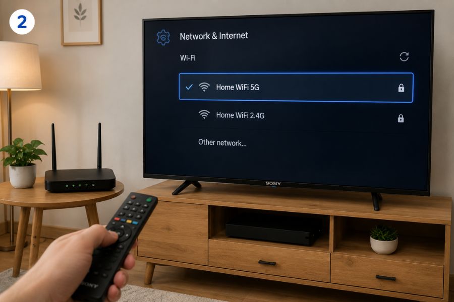 Tivi Sony không kết nối được internet