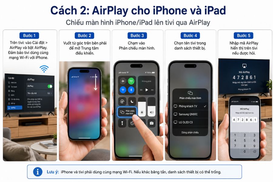 kết nối điện thoại với tivi qua hệ điều hành IOS
