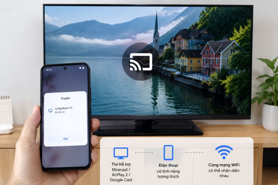 kết nối điện thoại với tivi qua wifi