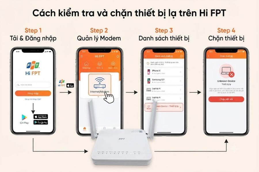 Kiểm tra thiết bị lạ bằng app HiTV