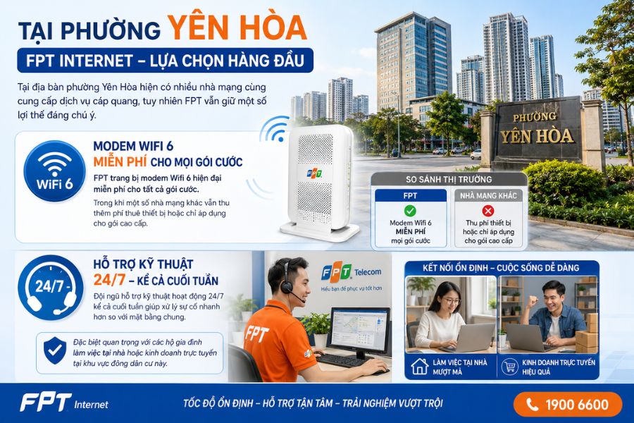 Sự khác biệt giữa FPT Yên Hoà và các nhà mạng khác.