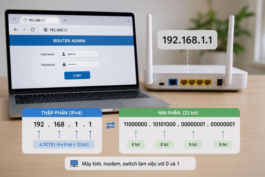 cách đổi ip nhị phân sang thập phân