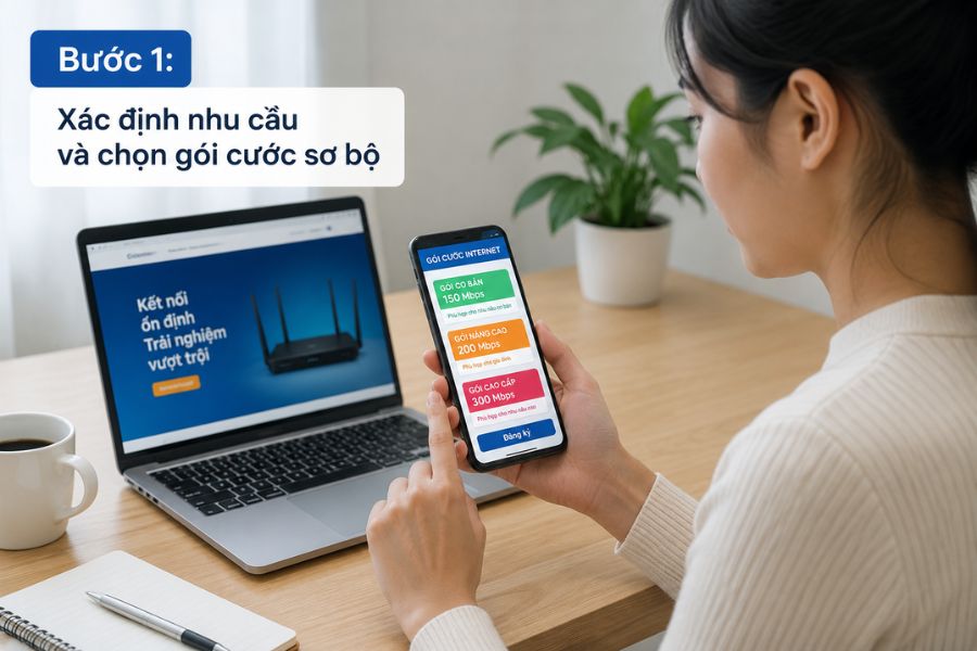 quy trình đăng kí gói cước internet