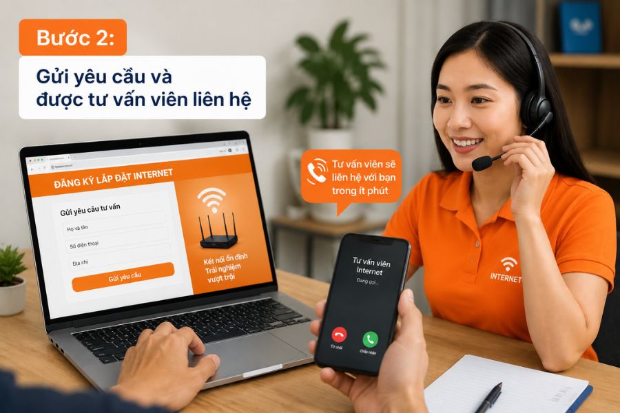 quy trình đăng ký gói cước internet