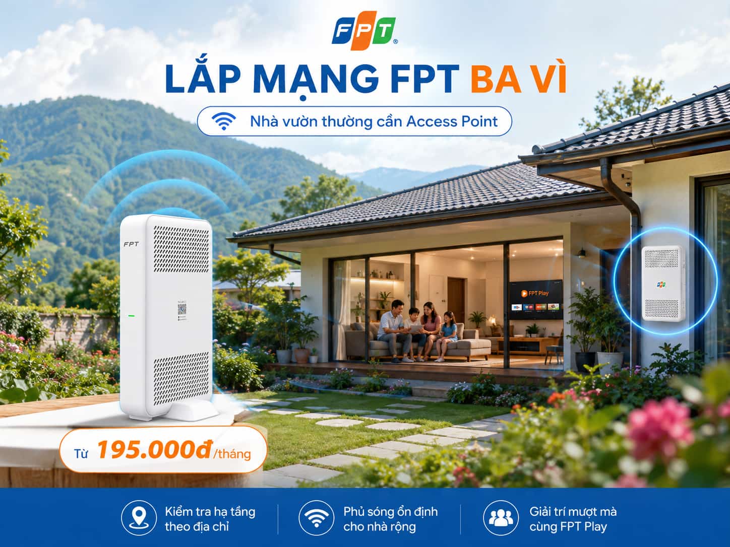 Nhà vườn và nhà cấp bốn ở Ba Vì thường cần thêm thiết bị phát sóng phụ