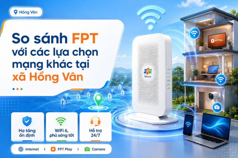 Lắp mạng FPT Hồng Vân so sánh hạ tầng, WiFi 6 và hỗ trợ 24/7 với các lựa chọn khác