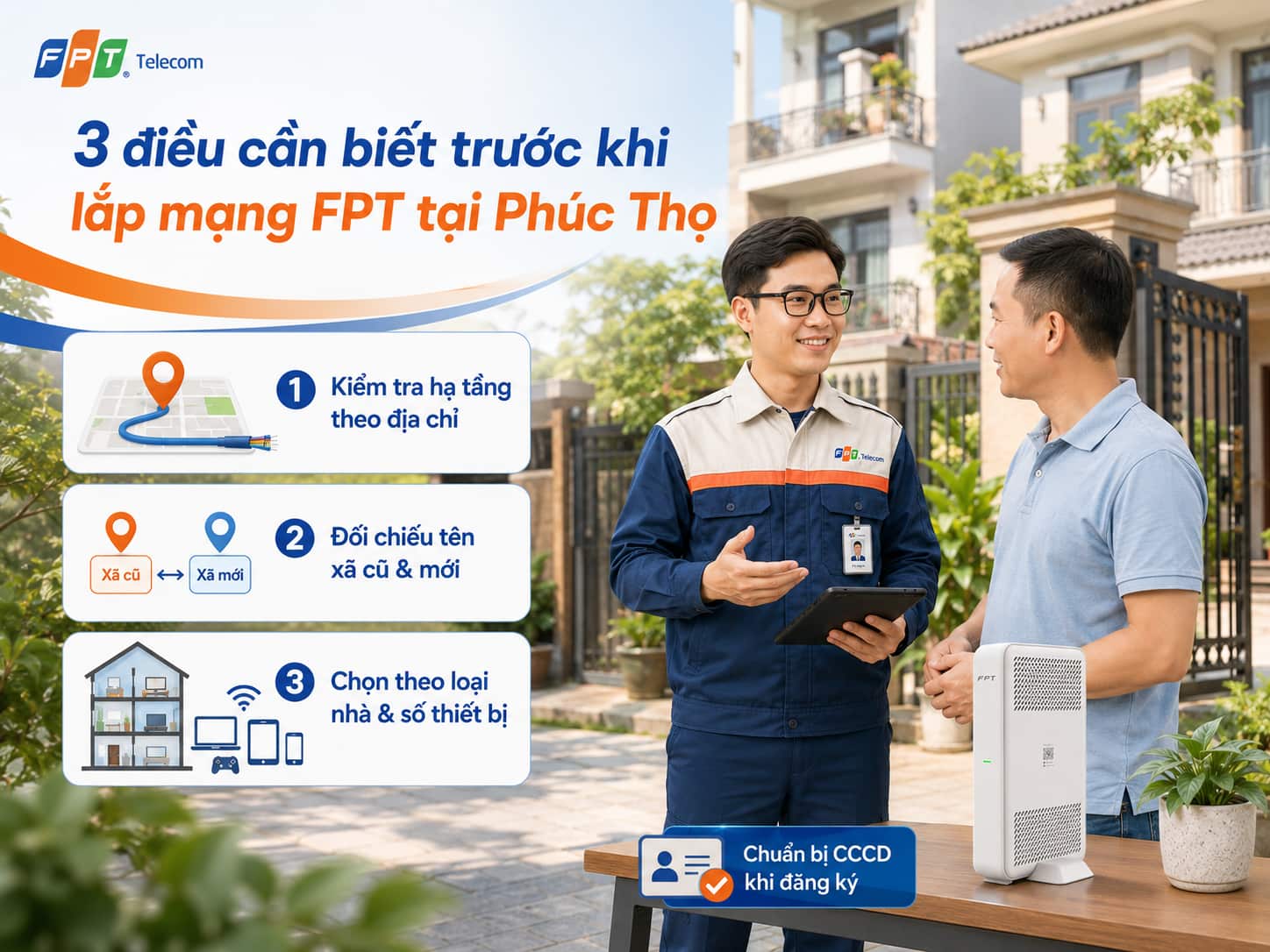 3 Việc cần chuẩn bị trước khi lắp mạng FPT Phúc Thọ