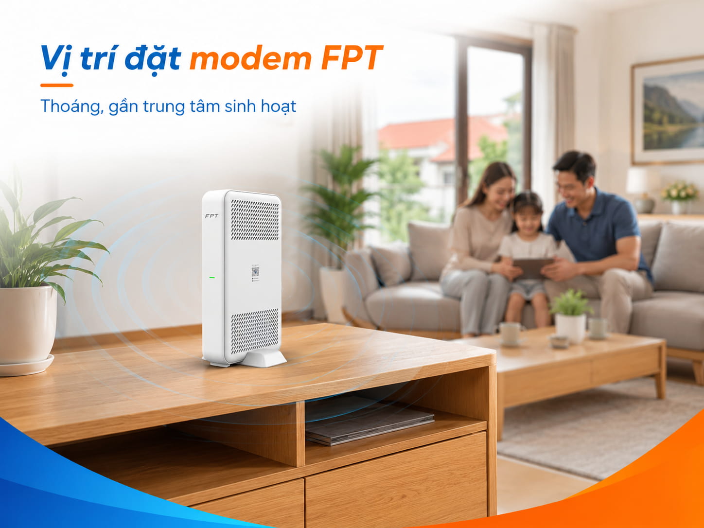 Đặt thiết bị ở vị trí thoáng, gần trung tâm sinh hoạt sẽ cải thiện sóng đáng kể.