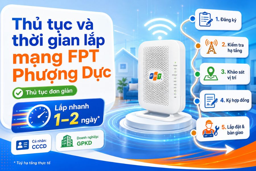 Lắp mạng FPT Phượng Dực có thủ tục đơn giản, kiểm tra hạ tầng và lắp nhanh trong 1–2 ngày