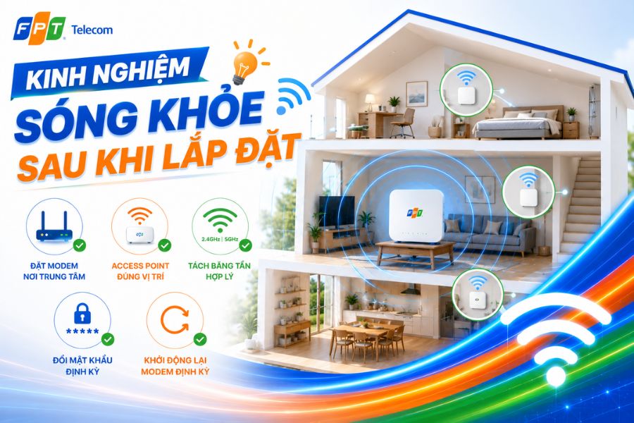 Lắp mạng FPT Tam Hưng ổn định hơn khi đặt modem đúng vị trí, thêm Access Point và tối ưu WiFi