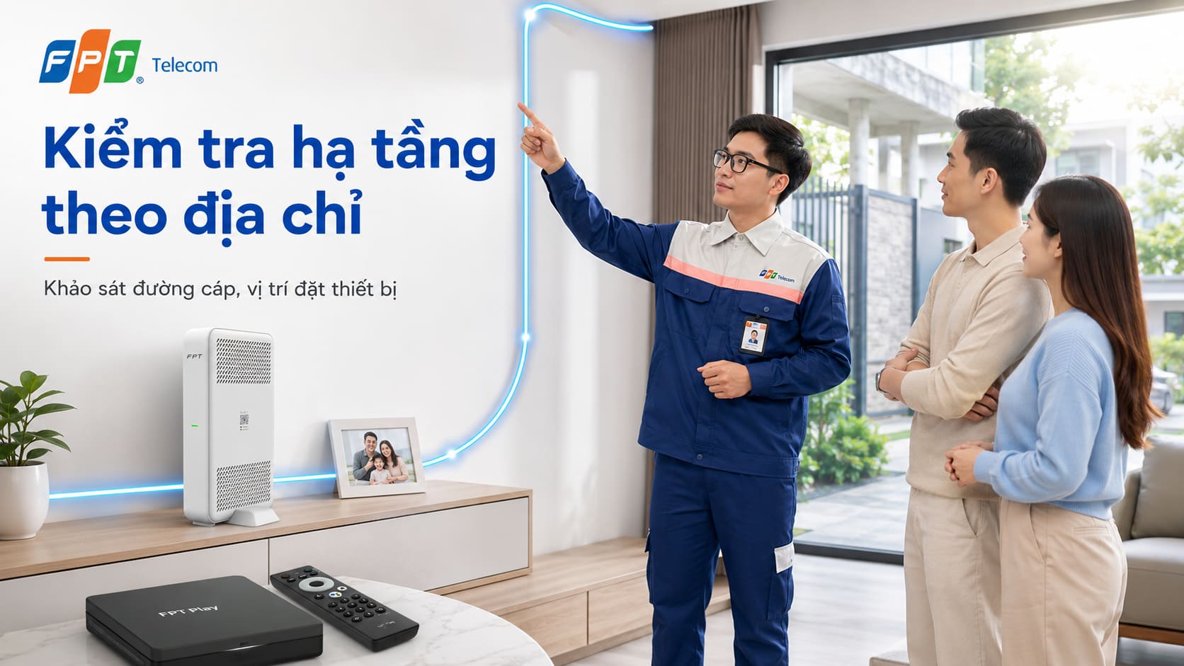 Kỹ thuật viên cần khảo sát đường cáp và vị trí đặt thiết bị.