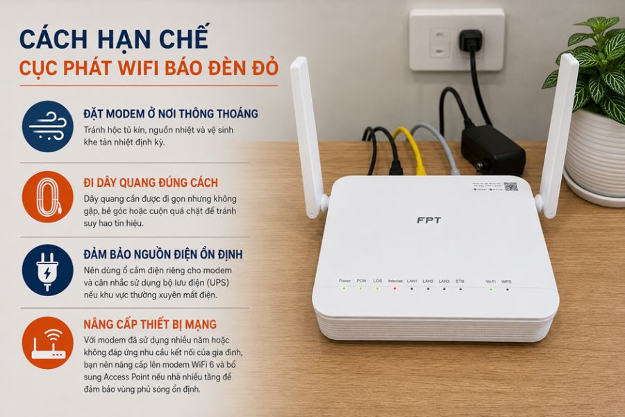 khắc phục tình trạng cục phát wifi màu đỏ