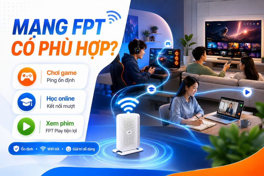 Mạng FPT có tốt không với nhu cầu chơi game, học online, xem phim và dùng FPT Play