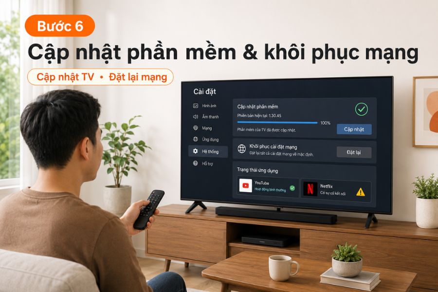 Cách khắc phục tivi đã kết nối mạng nhưng không vào Internet được