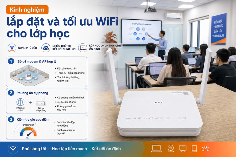 kinh nghiệm lắp đặt wifi cho lớp học
