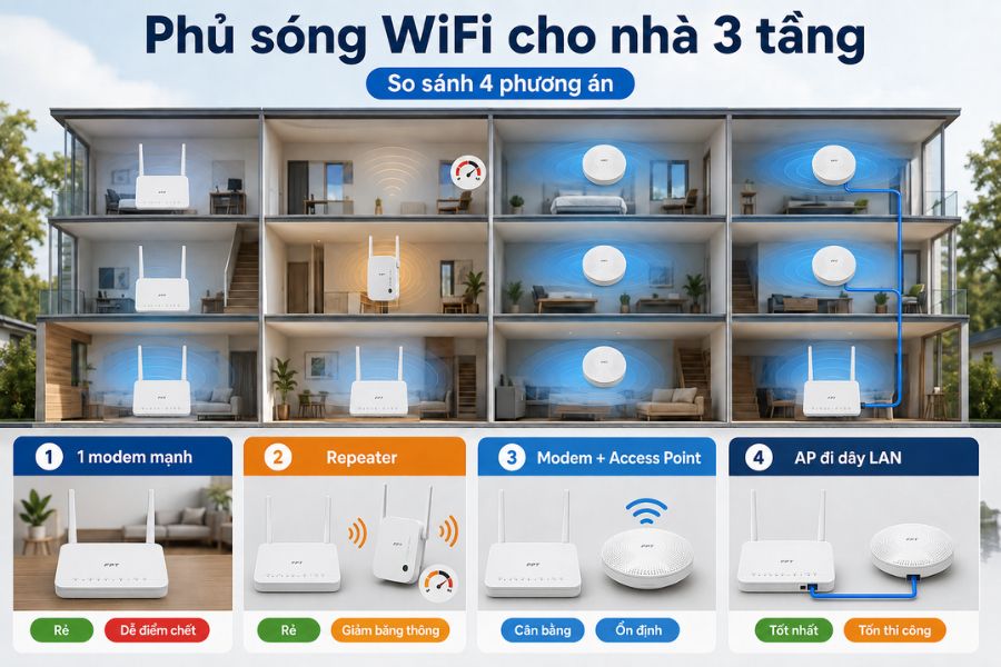Wifi cho nhà 3 tầng