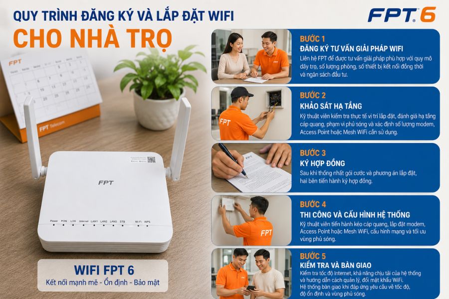 hướng dẫn lắp đặt wifi fpt cho nhà trọ