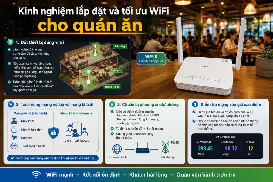 kinh nghiệm tối ưu wifi cho quán ăn