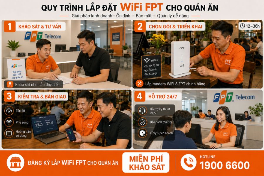 hướng dẫn quy trình lắp đặt wifi cho quán ăn