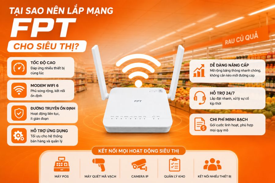 ưu điểm nổi bật lắp wifi fpt cho siêu thị