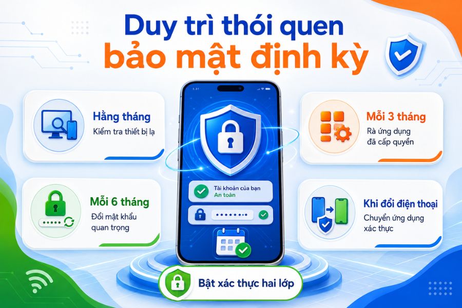 Bảo mật tài khoản mạng xã hội hiệu quả với thói quen kiểm tra định kỳ và bật xác thực hai lớp