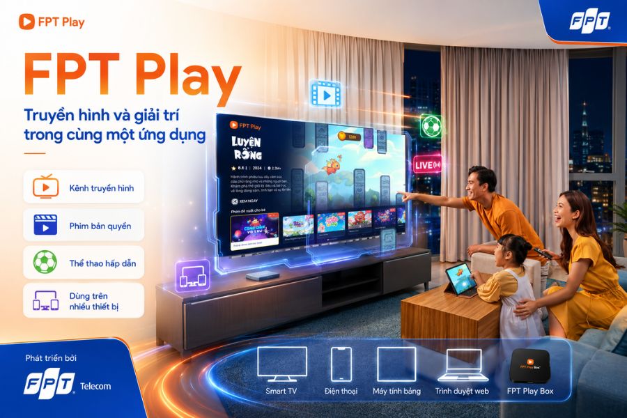 Các kênh truyền hình internet nổi tiếng như FPT Play cho xem truyền hình, phim và thể thao trên nhiều thiết bị