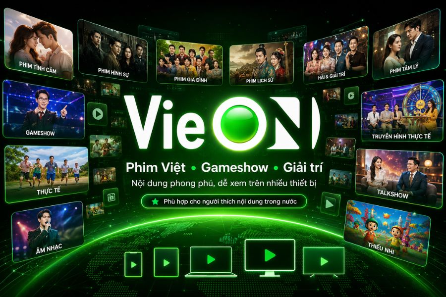 Các kênh truyền hình internet nổi tiếng gồm VieON với phim Việt, gameshow và nội dung giải trí đa dạng