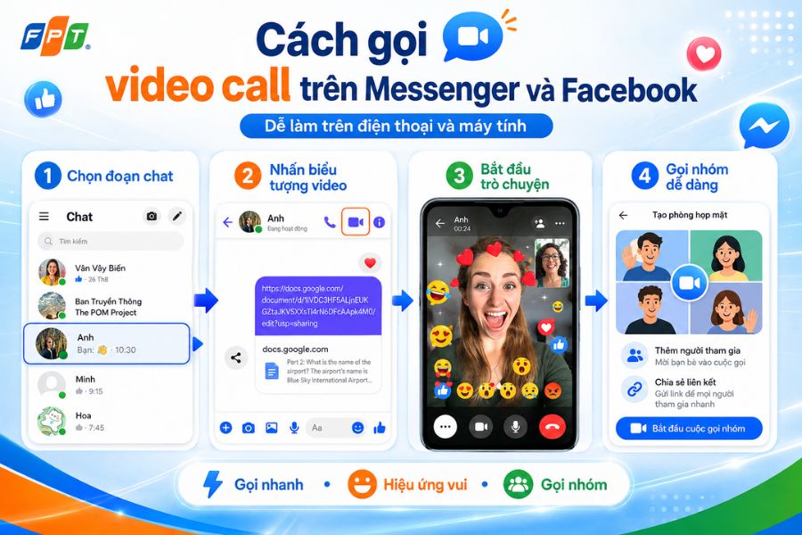 Cách gọi video call trên Messenger và Facebook nhanh trên điện thoại hoặc máy tính