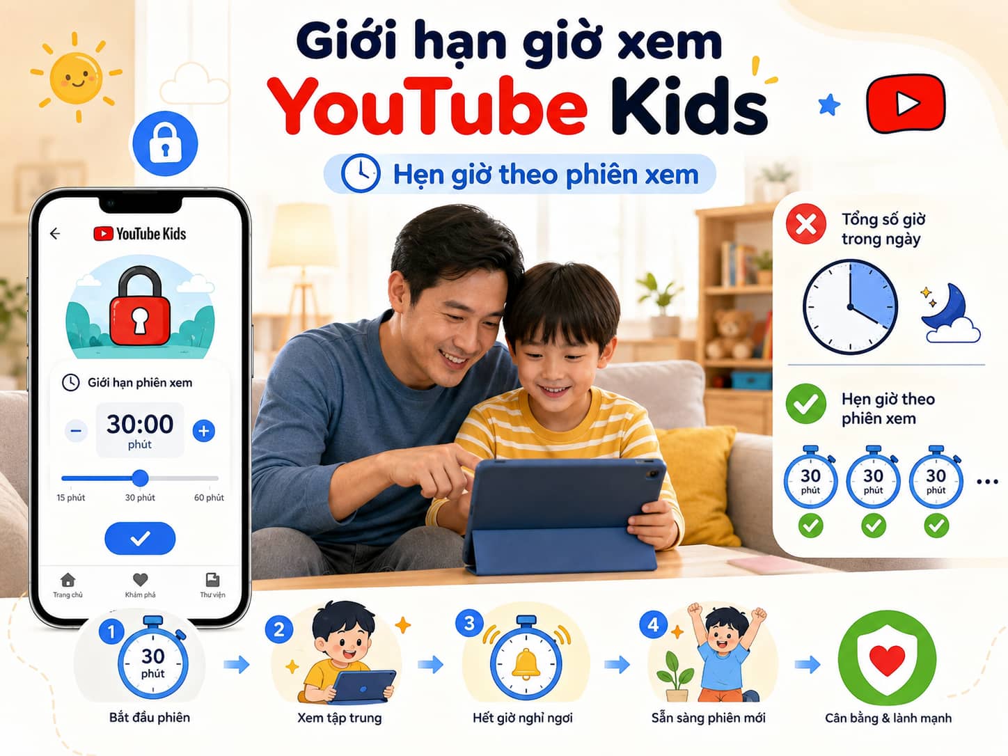 Hẹn giờ theo phiên xem thường hiệu quả hơn là quy định tổng số giờ trong ngày