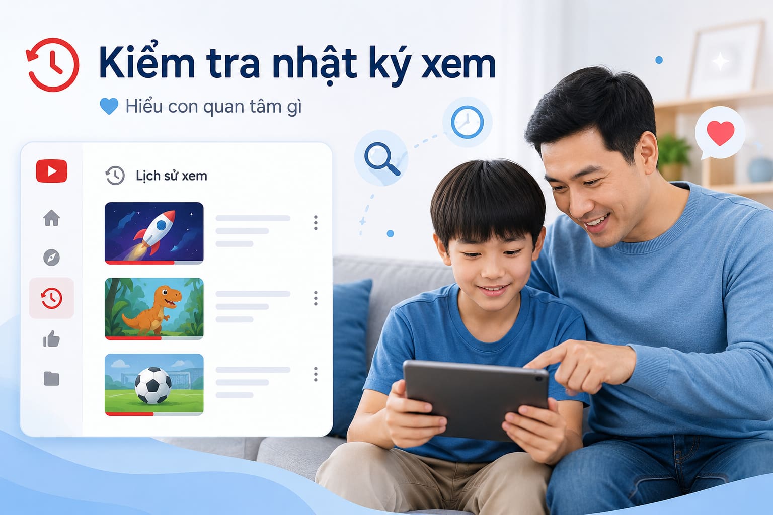 Xem lại lịch sử cùng con cũng là cách hiểu con đang quan tâm điều gì